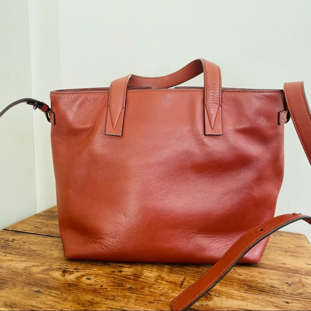 Vince Baby Signature V Croc Embossed Leather Handbag Purse